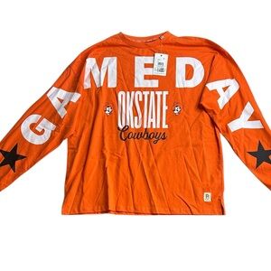 NWT Pressbox Oklahoma State Cowboys Long Sleeve “GAMEDAY” Tee Orange OS‎